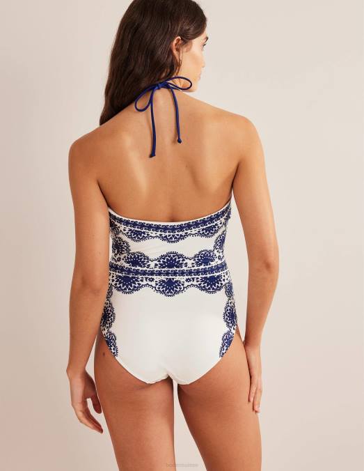 Boden vêtements fleur ivoire femmes maillot de bain à string et découpes LB2X1512