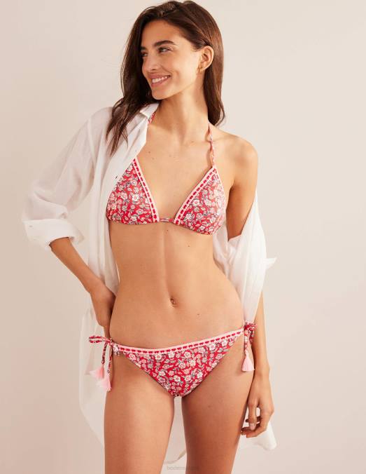 Boden vêtements fleurs de poinsettia et de pensée femmes haut de bikini triangle au crochet LB2X2570