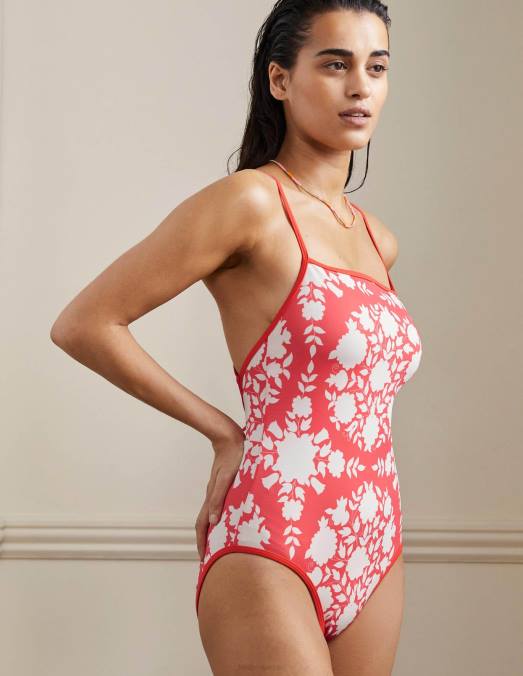 Boden vêtements fleurs sauvages et papaye éclatante femmes maillot de bain à cordon noué au dos LB2X2451
