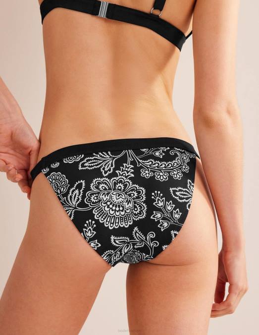 Boden vêtements floral noir et blanc femmes bas de bikini tanga LB2X264