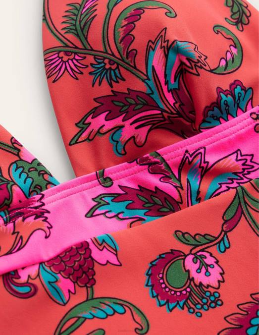 Boden vêtements floral rose épicé femmes maillot de bain à empiècements et encolure en V LB2X1425