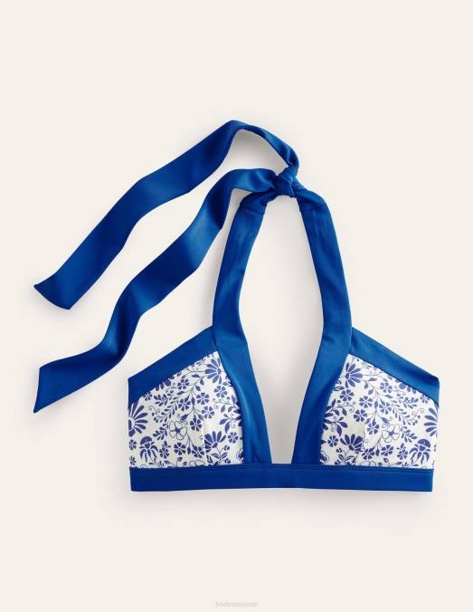 Boden vêtements gardénia ivoire et bleu lac femmes haut de bikini dos nu Ithaque LB2X285