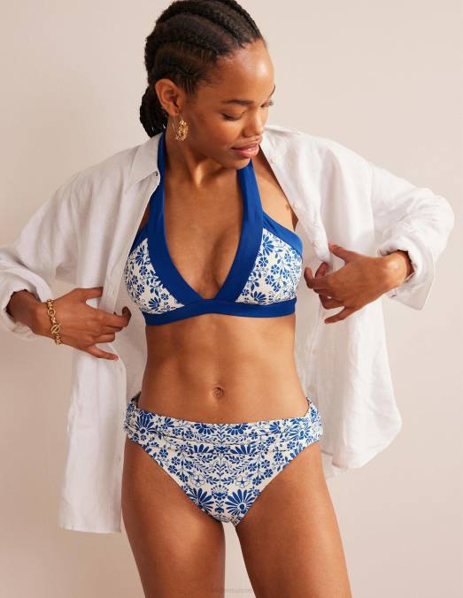 Boden vêtements gardénia ivoire et bleu lac femmes haut de bikini dos nu Ithaque LB2X285