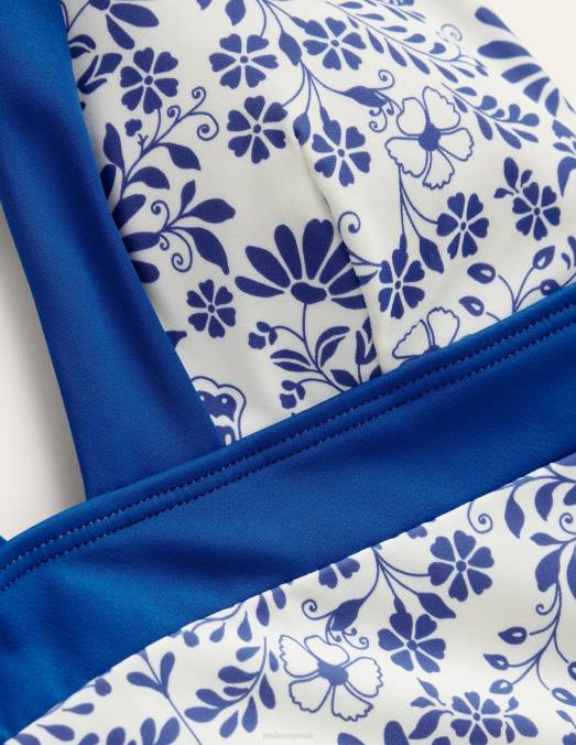 Boden vêtements gardénia ivoire et bleu lac femmes maillot de bain dos nu Ithaca LB2X1079