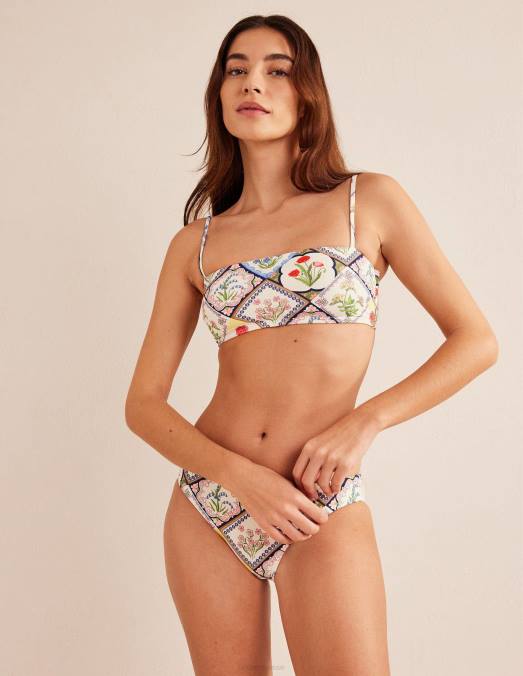 Boden vêtements ivoire et jacinthe sauvage femmes haut de bikini à fines bretelles LB2X1491