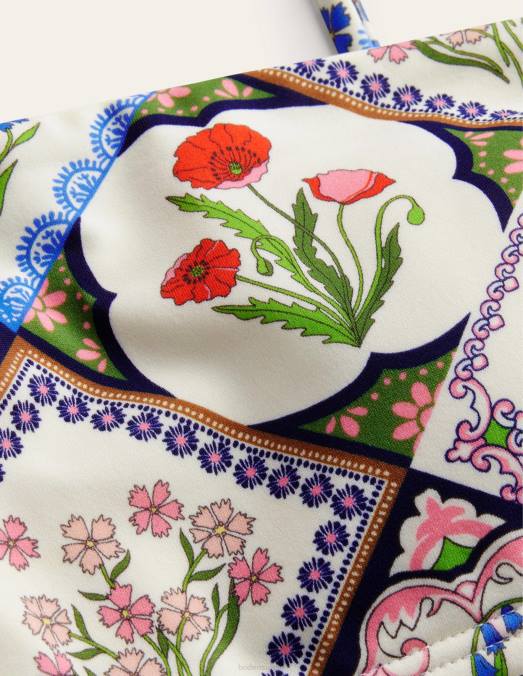 Boden vêtements ivoire et jacinthe sauvage femmes haut de bikini à fines bretelles LB2X1491