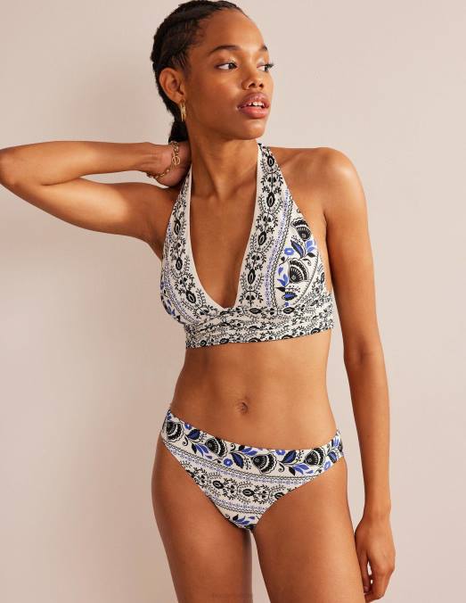 Boden vêtements ivoire et milos fleurissent femmes haut de bikini dos nu à détail de nœud LB2X1742