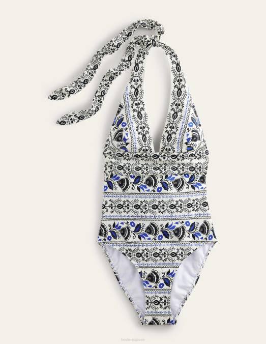 Boden vêtements ivoire et milos fleurissent femmes maillot de bain dos nu avec nœud LB2X1641