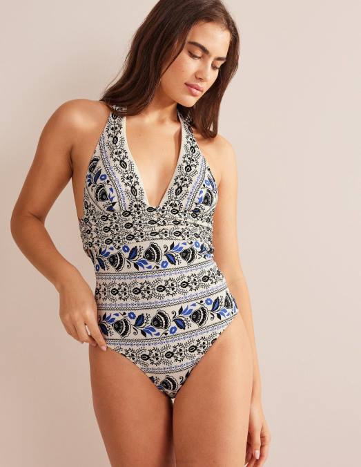 Boden vêtements ivoire et milos fleurissent femmes maillot de bain dos nu avec nœud LB2X1641