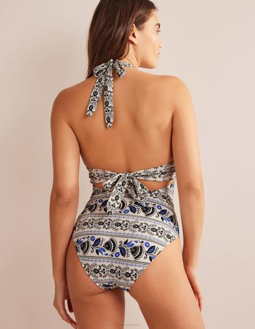 Boden vêtements ivoire et milos fleurissent femmes maillot de bain dos nu avec nœud LB2X1641
