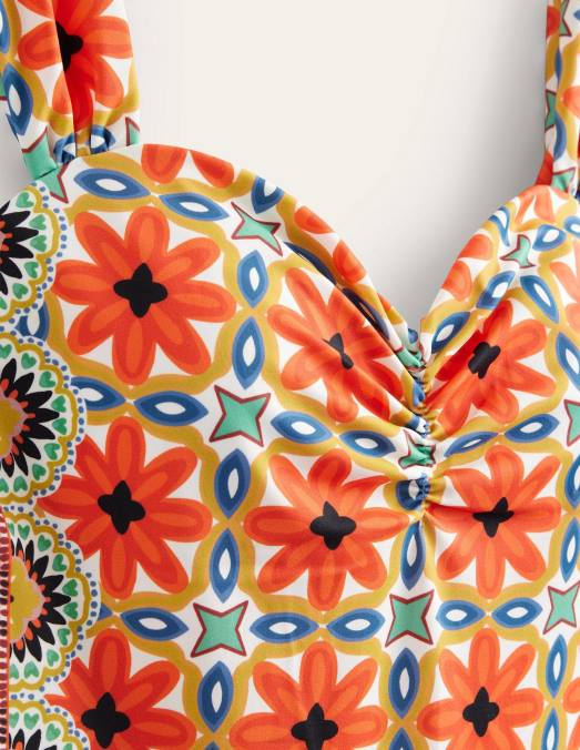 Boden vêtements lys tigré et géo tapisserie femmes maillot de bain plissé en forme de cœur LB2X2472