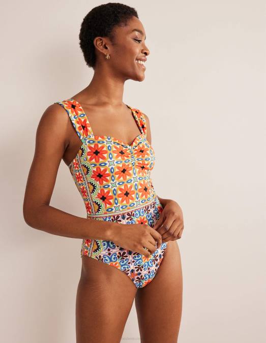 Boden vêtements lys tigré et géo tapisserie femmes maillot de bain plissé en forme de cœur LB2X2472