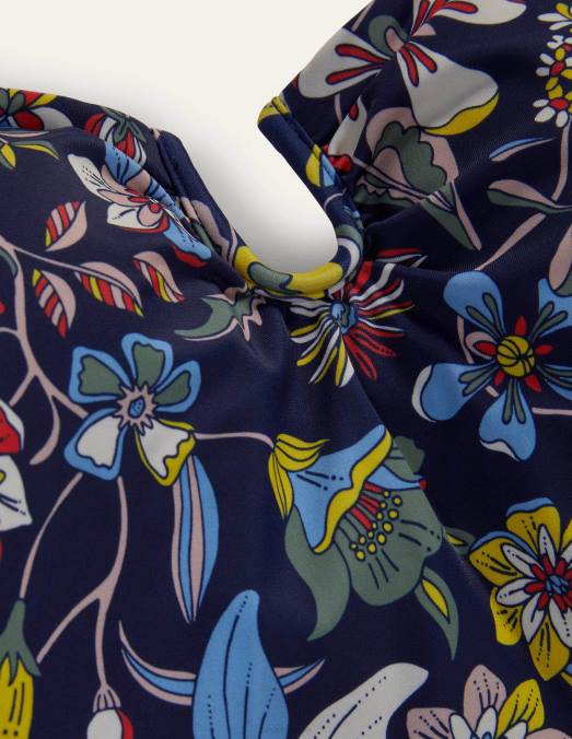 Boden vêtements marine française et fleurs tropicales femmes maillot de bain dos nu à barre en U LB2X2419