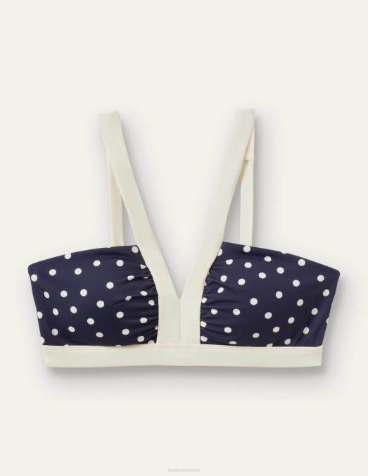 Boden vêtements marine française et pois femmes haut de bikini col v corsica LB2X2490