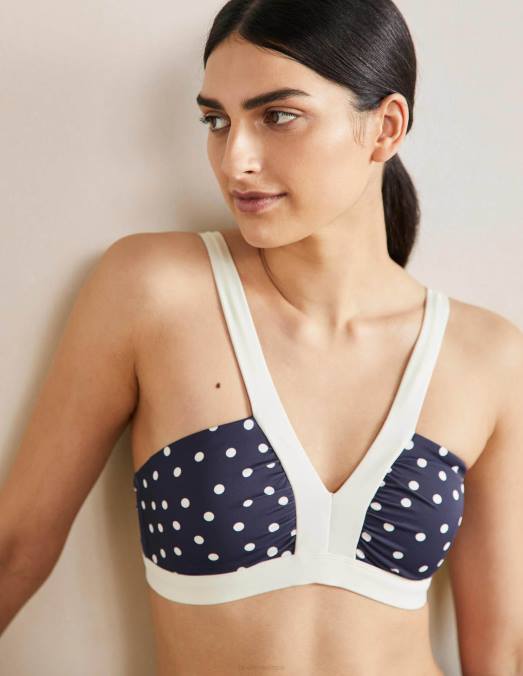 Boden vêtements marine française et pois femmes haut de bikini col v corsica LB2X2490