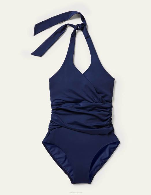 Boden vêtements marine française femmes levanzo - maillot de bain dos nu froncé LB2X239