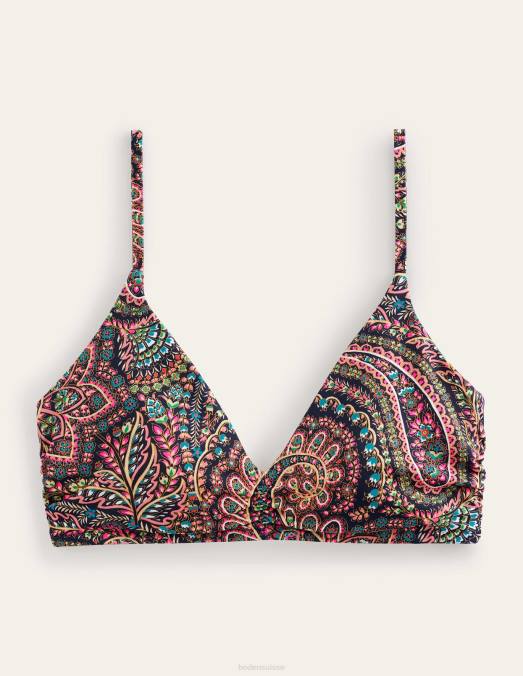 Boden vêtements marine légère et palais femmes haut de bikini froncé à col V LB2X247