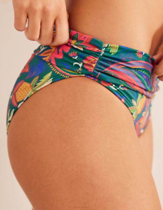 Boden vêtements émeraude et cachemire paradis femmes bas de bikini classique à plis LB2X2453