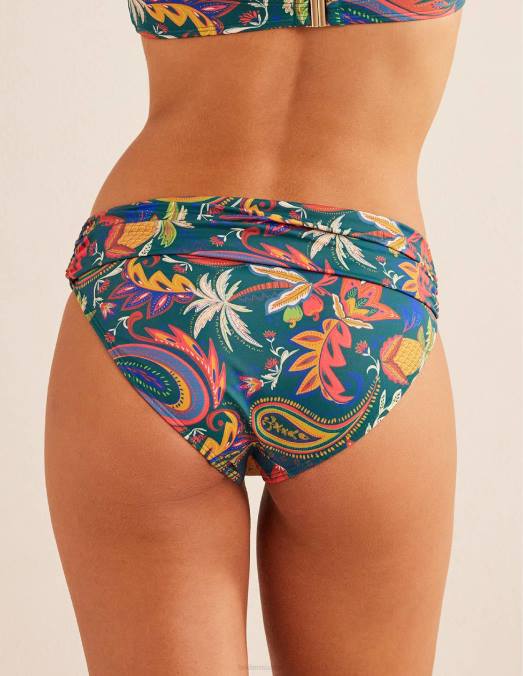 Boden vêtements émeraude et cachemire paradis femmes bas de bikini classique à plis LB2X2453