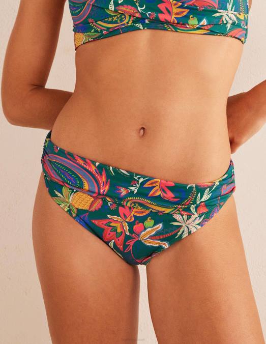 Boden vêtements émeraude et cachemire paradis femmes bas de bikini classique à plis LB2X2453
