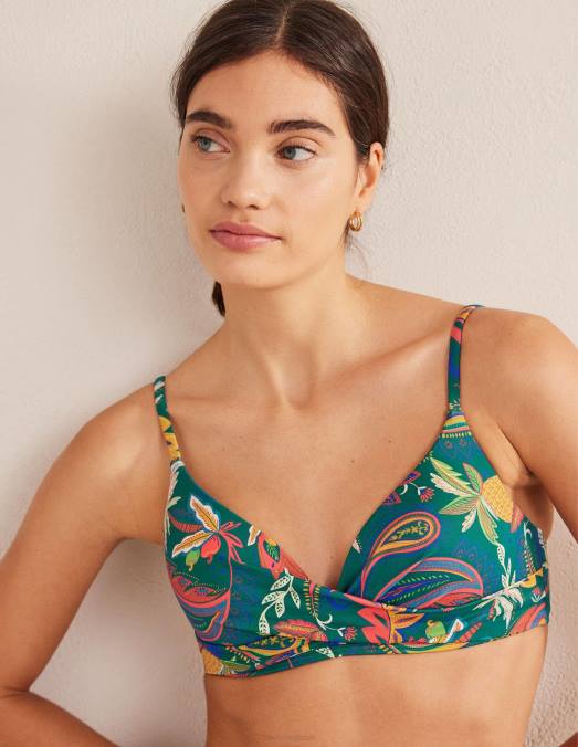 Boden vêtements émeraude et cachemire paradis femmes haut de bikini à bonnets capri LB2X1271