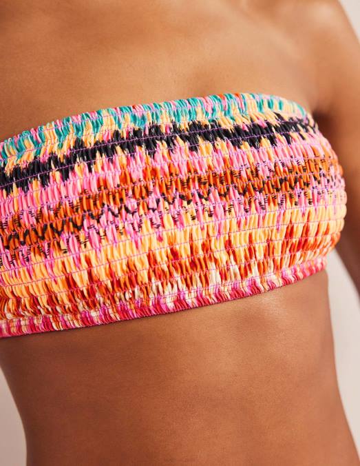 Boden vêtements multi-ikat femmes haut de bikini bandeau à smocks LB2X2156