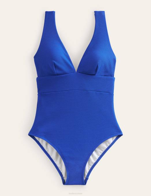 Boden vêtements nid d'abeilles en cobalt femmes maillot de bain porto à col v LB2X222