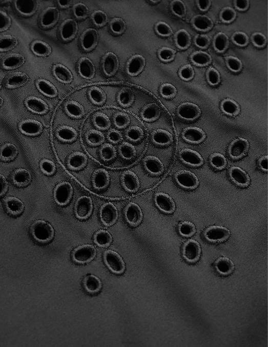 Boden vêtements noir femmes maillot de bain à col en V et broderie LB2X218