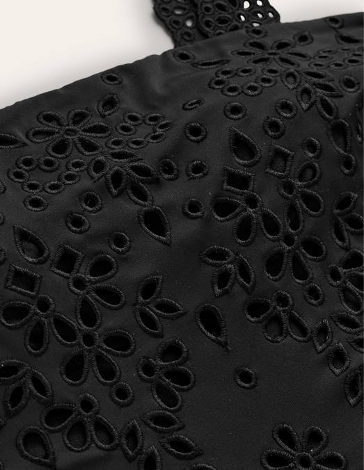 Boden vêtements noir femmes maillot de bain à encolure carrée et broderie LB2X1518