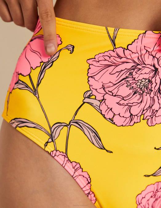 Boden vêtements pétillant de citron et fleur de pivoine femmes bas de bikini taille haute LB2X2227