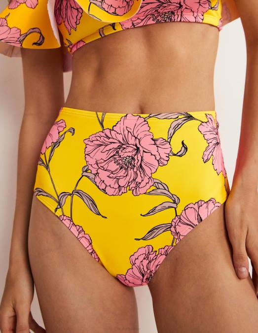 Boden vêtements pétillant de citron et fleur de pivoine femmes bas de bikini taille haute LB2X2227