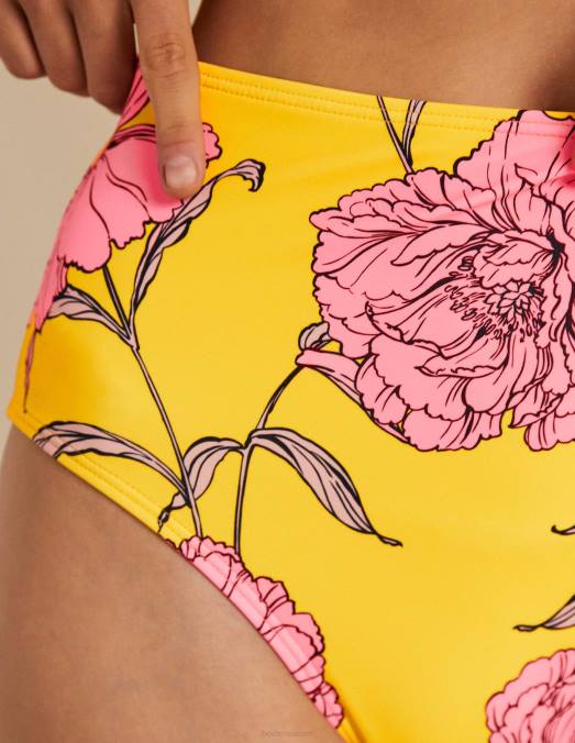 Boden vêtements pétillant de citron et fleur de pivoine femmes bas de bikini taille haute LB2X2227