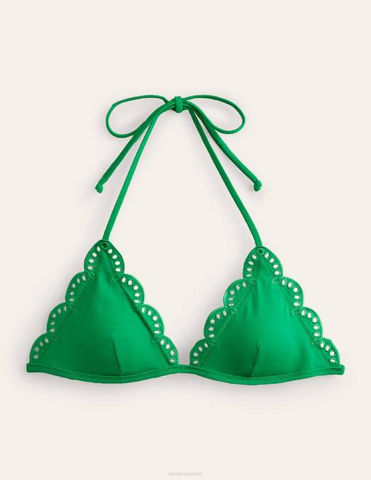 Boden vêtements poivre vert femmes haut de bikini triangle à broderies LB2X253