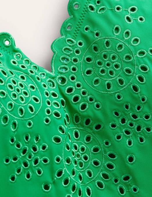 Boden vêtements poivre vert femmes maillot de bain à col en V et broderie LB2X224