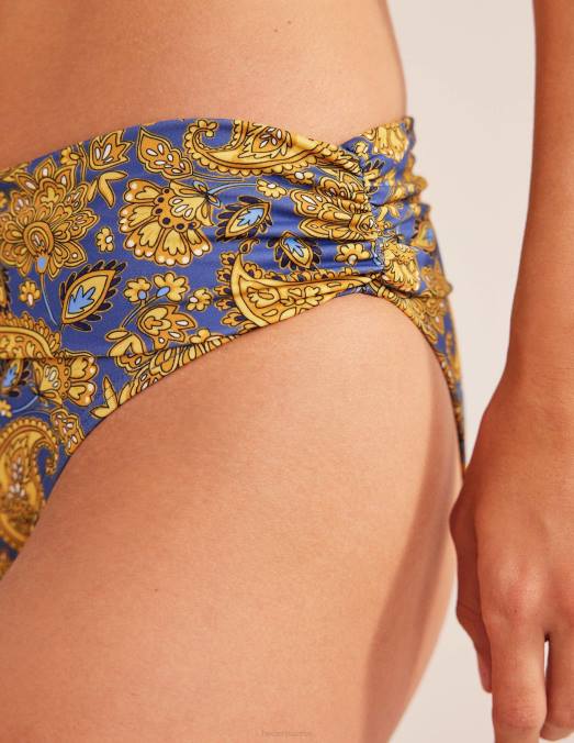 Boden vêtements récolte d'or et terrasse motif cachemire femmes bas de bikini classique à plis LB2X2456