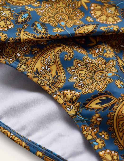 Boden vêtements récolte d'or et terrasse motif cachemire femmes bas de bikini classique à plis LB2X2456