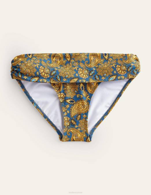 Boden vêtements récolte d'or et terrasse motif cachemire femmes bas de bikini classique à plis LB2X2456
