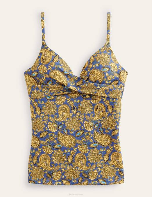 Boden vêtements récolte d'or et terrasse motif cachemire femmes haut tankini capri taille bonnet LB2X1868