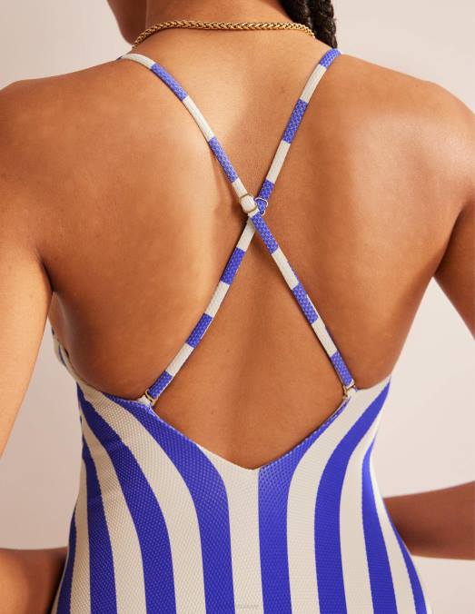 Boden vêtements rayure bleuet et ivoire femmes maillot de bain à rayures et fines bretelles LB2X2617