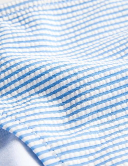 Boden vêtements rayure seersucker bleue et ivoire femmes bas de bikini à ficelle texturée LB2X1954