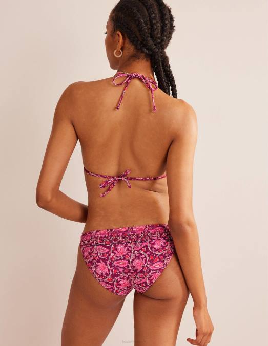 Boden vêtements rose framboise & vigne botanique femmes haut de bikini orné de perles LB2X1755