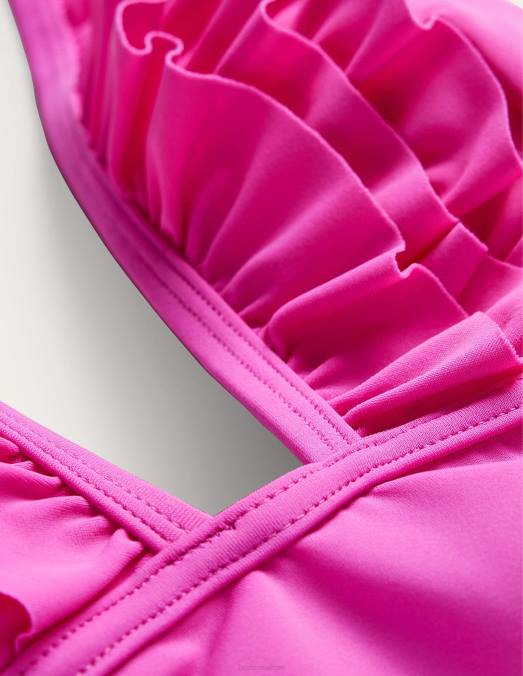 Boden vêtements rose incroyable femmes maillot de bain dos nu à volants et col en V LB2X1655