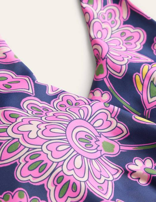 Boden vêtements terrasse bleu marine et cachemire femmes levanzo - maillot de bain dos nu froncé LB2X950