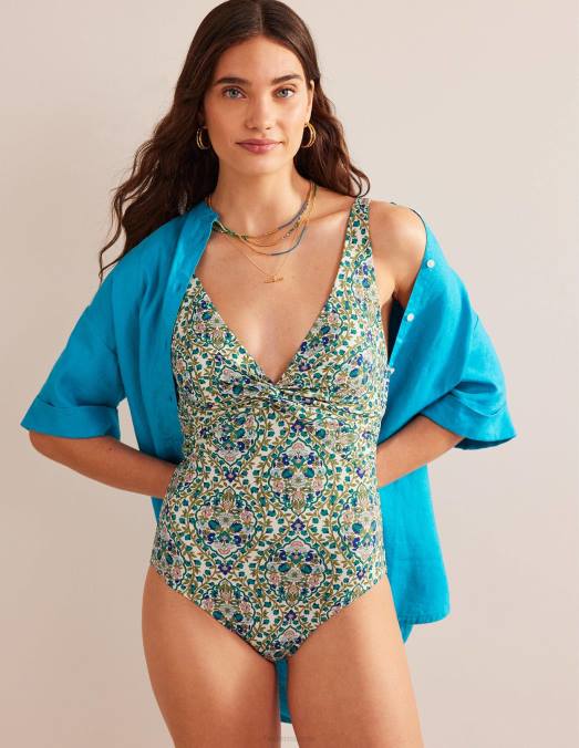Boden vêtements terrasse de roseaux et de vignes femmes maillot de bain classique twist LB2X223