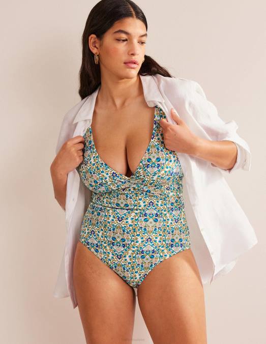 Boden vêtements terrasse de roseaux et de vignes femmes maillot de bain classique twist LB2X223