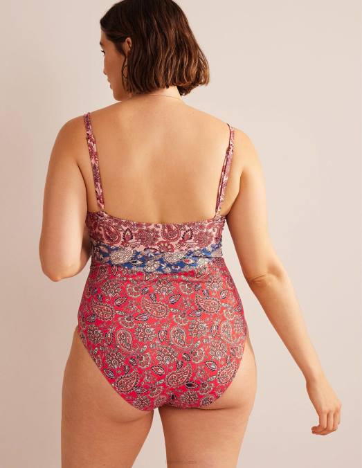 Boden vêtements terrasse rouge et cachemire à haut risque femmes arezzo - maillot de bain à empiècement et encolure en V LB2X1036