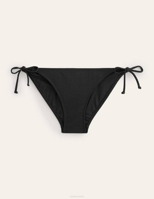 Boden vêtements texture crépon noir femmes bas de bikini à ficelle LB2X1652