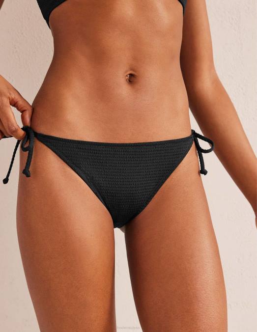 Boden vêtements texture crépon noir femmes bas de bikini à ficelle LB2X1652