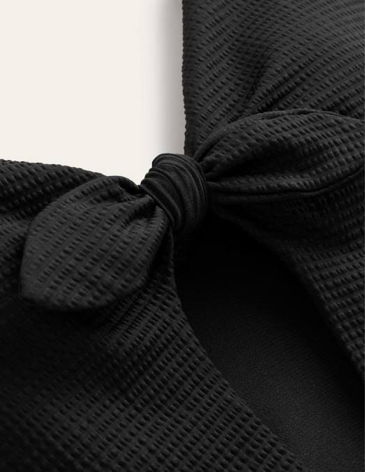 Boden vêtements texture crépon noir femmes maillot de bain à mancherons et lien à nouer LB2X1065