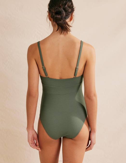 Boden vêtements texture kaki femmes arezzo - maillot de bain à empiècement et encolure en V LB2X2484